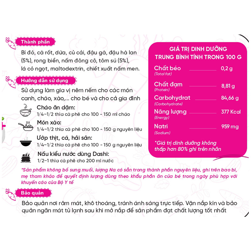Bột nêm Lê Gia vị tôm sú và đậu hà lan hũ 60g (từ 6 tháng) 4
