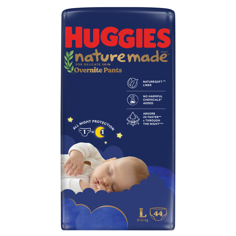 Combo 2 tã quần Huggies Nature made Overnite size L 44 miếng/bịch (9 - 14 kg) 2