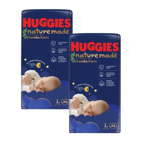 Combo 2 tã quần Huggies Nature made Overnite size L