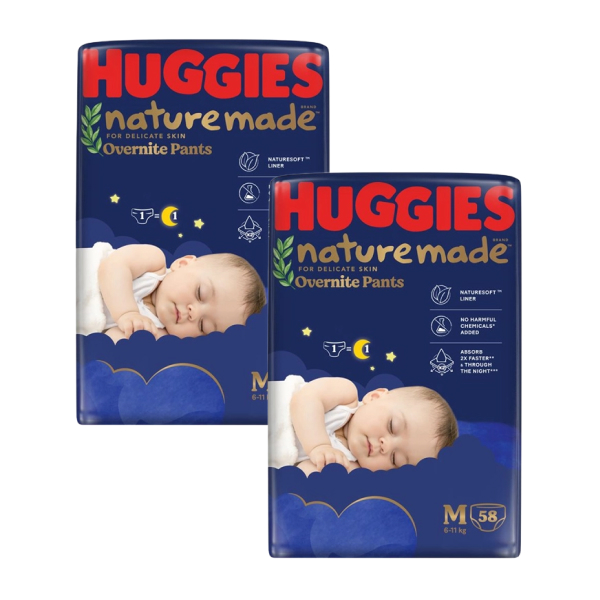 Combo 2 tã quần Huggies Nature made Overnite size M