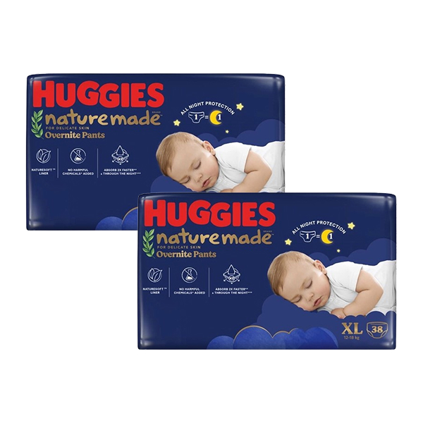 Combo 2 tã quần Huggies Nature made Overnite size XL