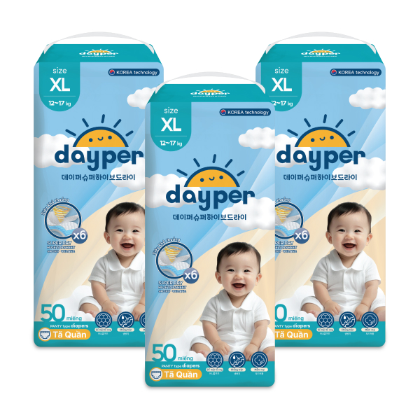 Combo 3 tã quần Dayper size XL 50 miếng/bịch (12 - 17 kg) - AVAKids.com