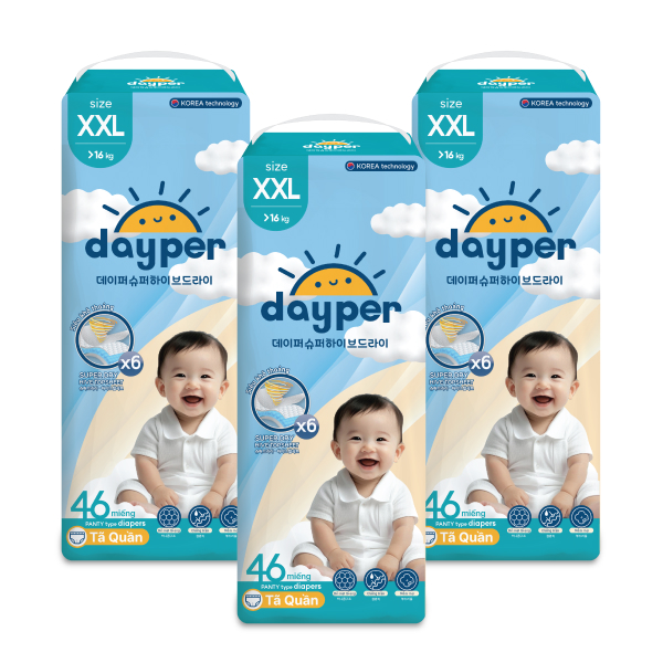 Combo 3 tã quần Dayper size XXL 46 miếng/bịch (từ 16 kg) - AVAKids.com