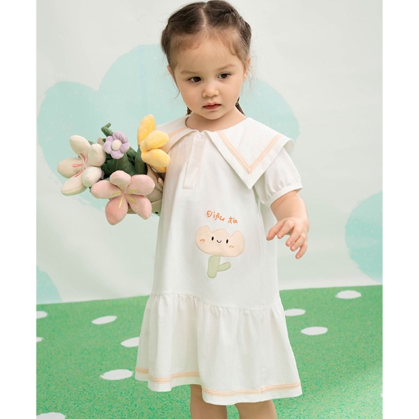 Đầm bé gái La Pomme dạo chơi cùng nắng mai màu trắng - AVAKids.com