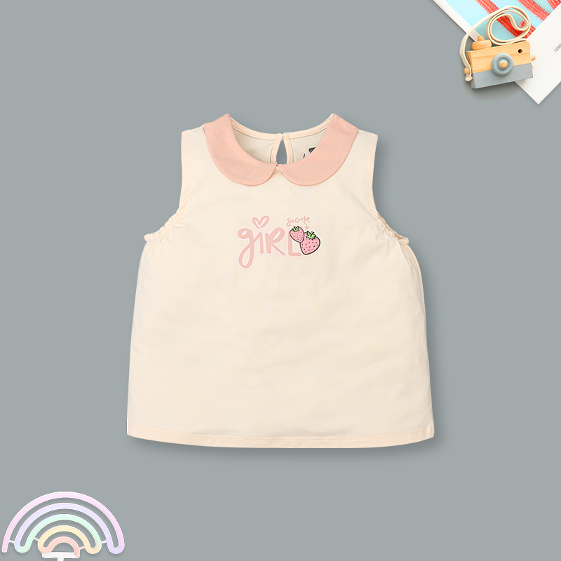 Đồ bộ sát nách bé gái Lullaby NH513N màu hồng - be 15