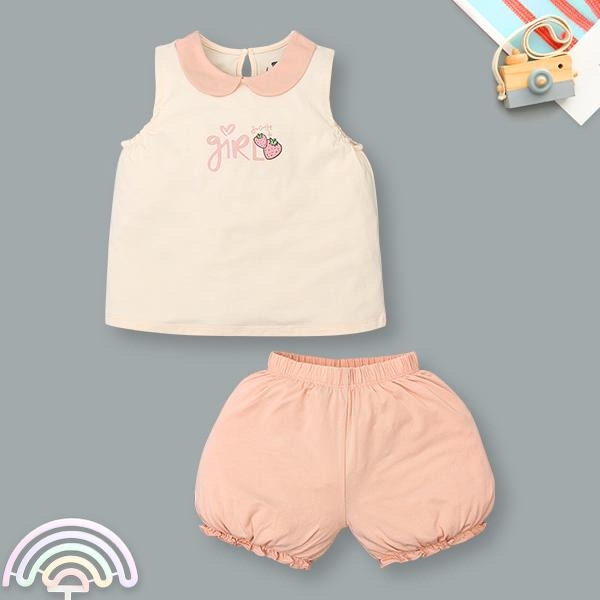 Bộ bé gái Lullaby cotton be - hồng cam