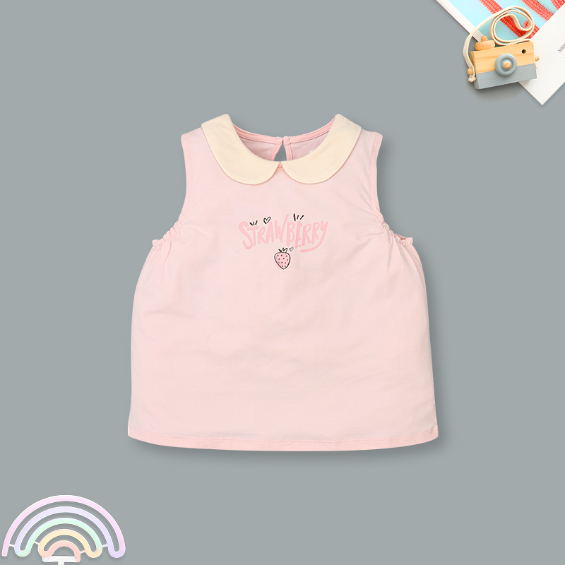 Đồ bộ sát nách bé gái Lullaby NH513N màu hồng - be 2