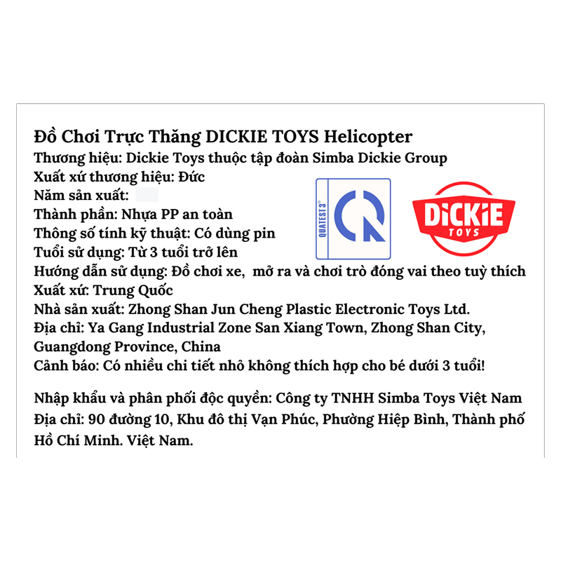 Đồ chơi trực thăng Dickie Toys Helicopter - Giao mẫu ngẫu nhiên 26