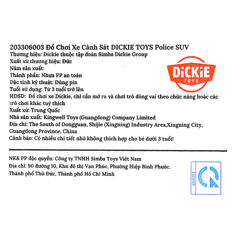 Đồ chơi xe cảnh sát Dickie Toys Police SUV203306003 18