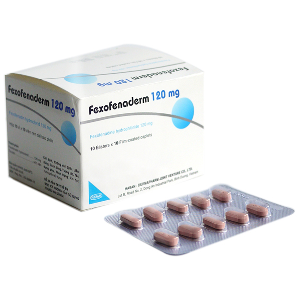 Fexofenaderm 120mg trị viêm mũi dị ứng, nổi mề đay