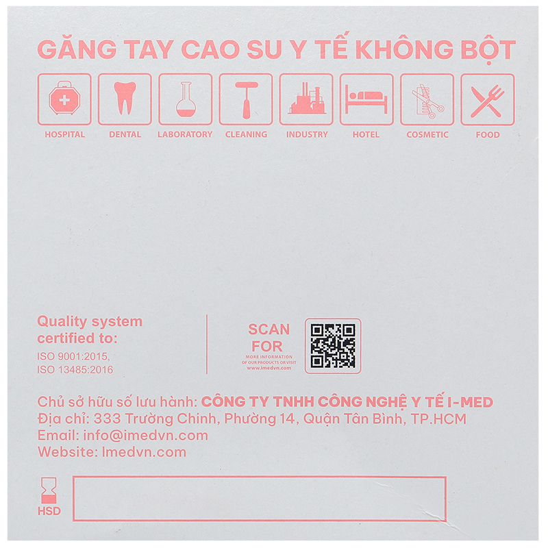 Găng tay y tế không bột Latex I-Med màu trắng size M - 10