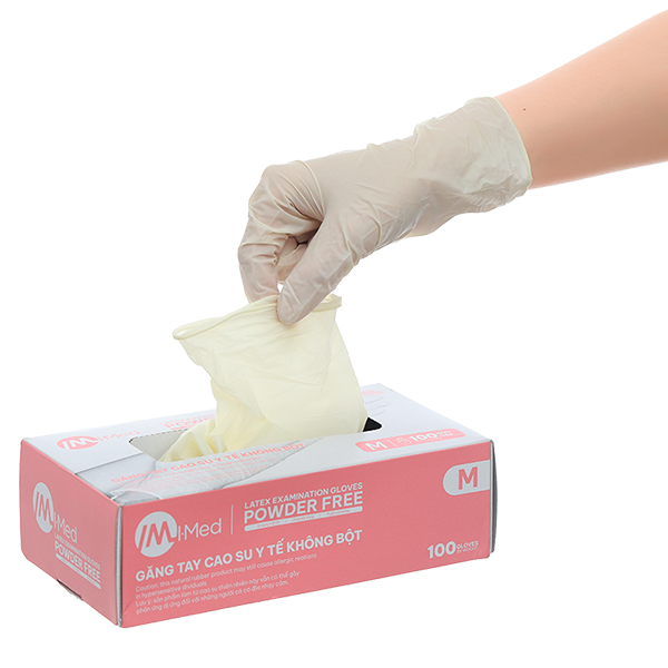 Găng tay y tế không bột Latex I-Med màu trắng size M