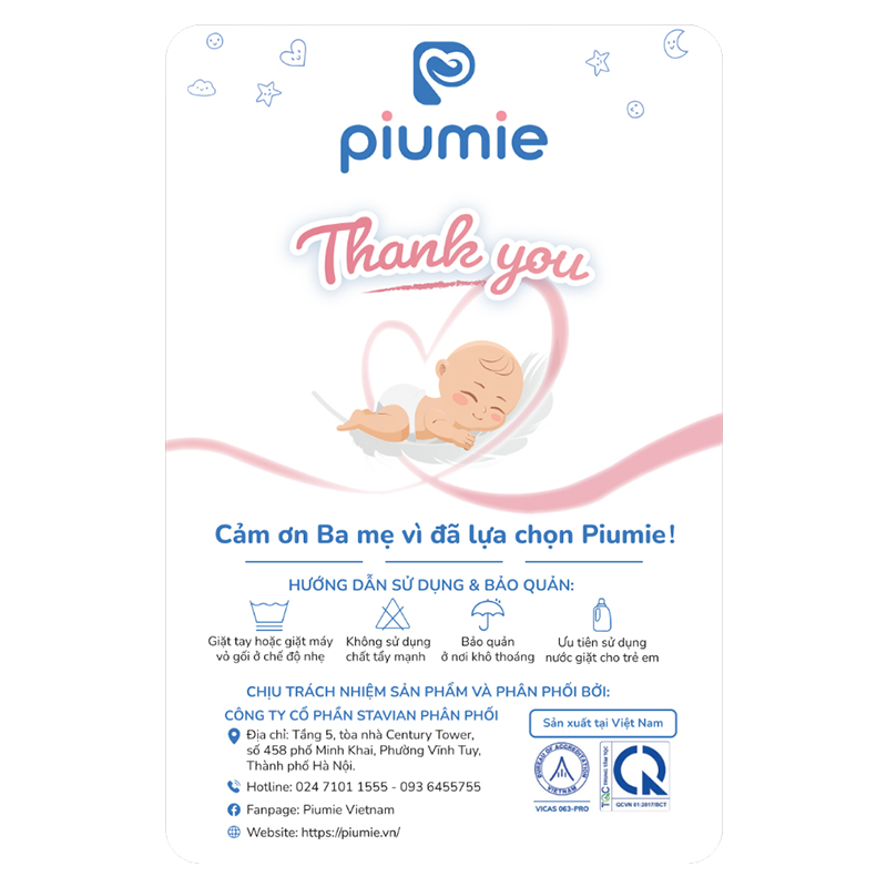 Gối ôm waffle cotton Piumie 50x10 cm - Gấu (từ 0 tháng) 3