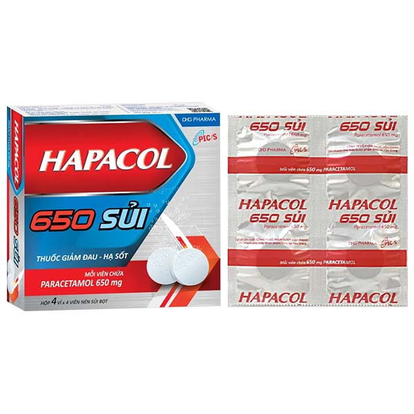 Hapacol sủi 650 giảm đau, hạ sốt