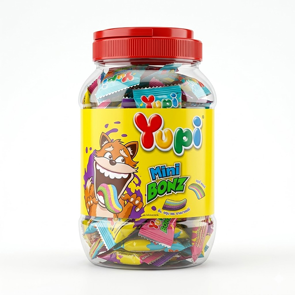 Hũ 80 viên kẹo dẻo Yupi Mini Bonz hương trái cây 3.5g (từ 3 tuổi) - AVAKids.com