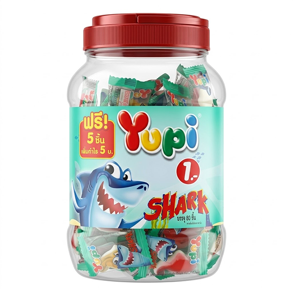 Hũ 80 viên kẹo dẻo Yupi Shark hương trái cây 3.1g (từ 3 tuổi) - AVAKids.com