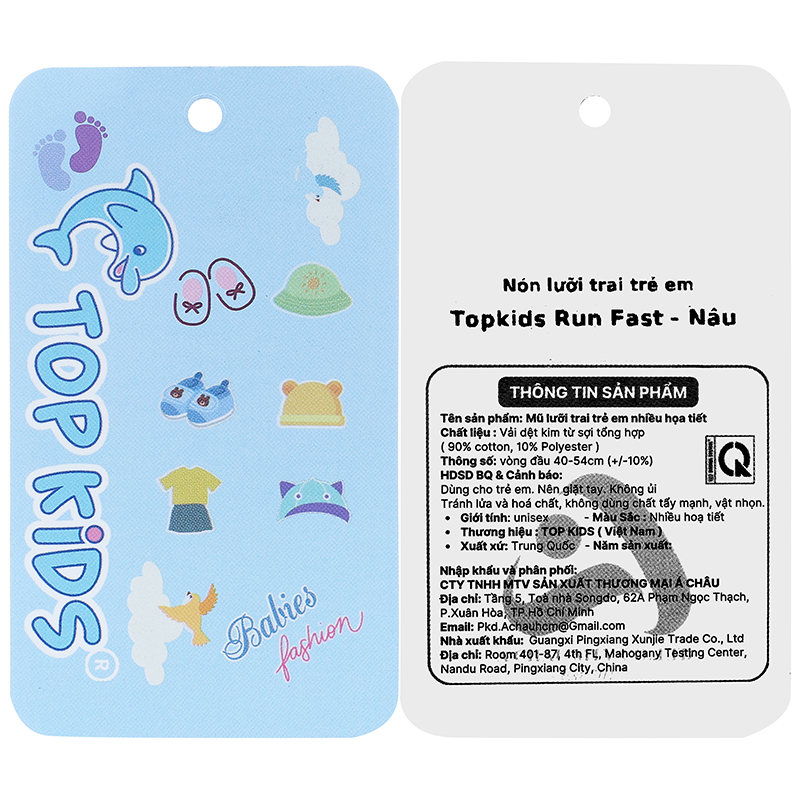 Nón kết cho bé TOP KIDS Run Fast màu xanh dương 14