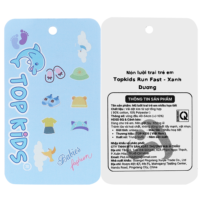 Nón kết cho bé TOP KIDS Run Fast màu xanh dương 7