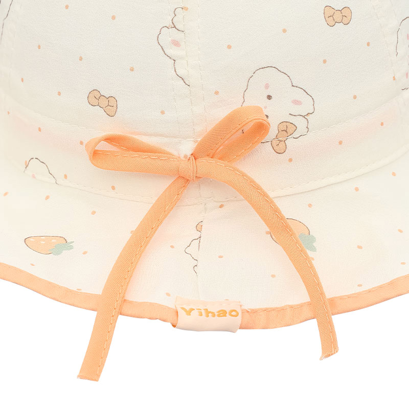 Nón vành cho bé TOP KIDS thỏ nơ màu cam 6