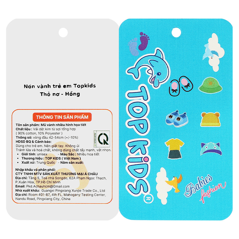 Nón vành cho bé TOP KIDS thỏ nơ màu cam 16