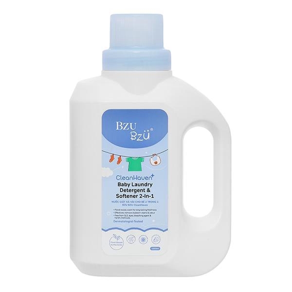 Nước giặt xả quần áo cho bé 2 trong 1 BZU BZU Cleanhaven can 1 lít - AVAKids.com