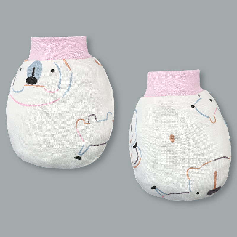 Set bộ tay dài sơ sinh cài chéo in hình thú BabyMommy màu trắng viền xanh 19