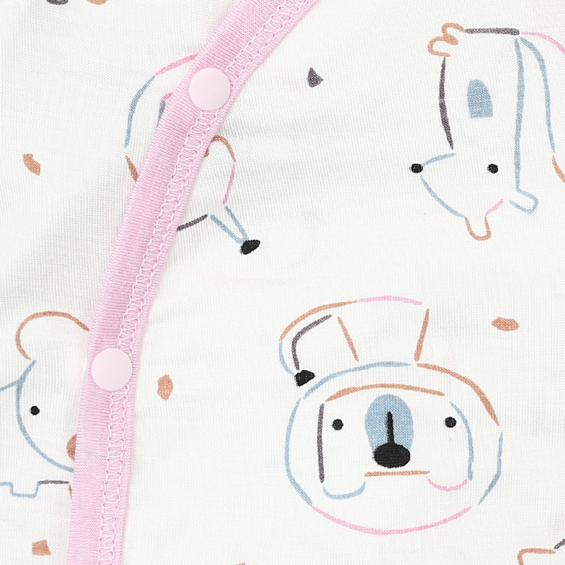 Set bộ tay dài sơ sinh cài chéo in hình thú BabyMommy màu trắng viền xanh 12