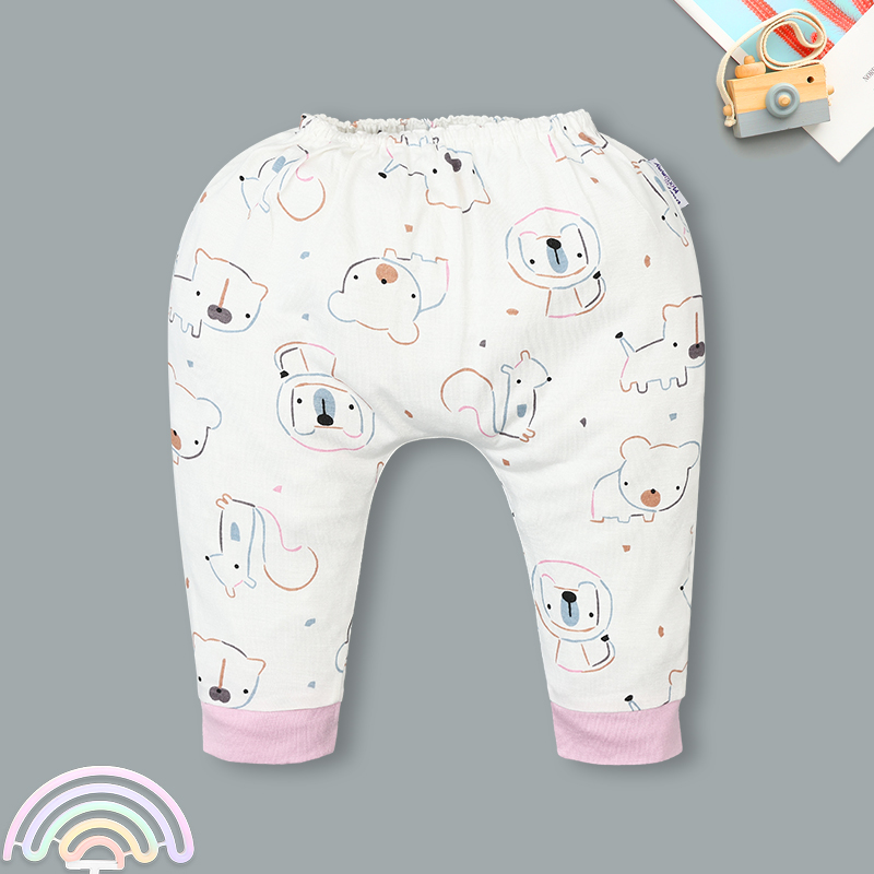 Set bộ tay dài sơ sinh cài chéo in hình thú BabyMommy màu trắng viền xanh 13