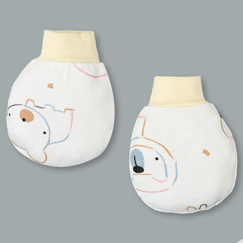 Set bộ tay dài sơ sinh cài chéo in hình thú BabyMommy màu trắng viền xanh 40