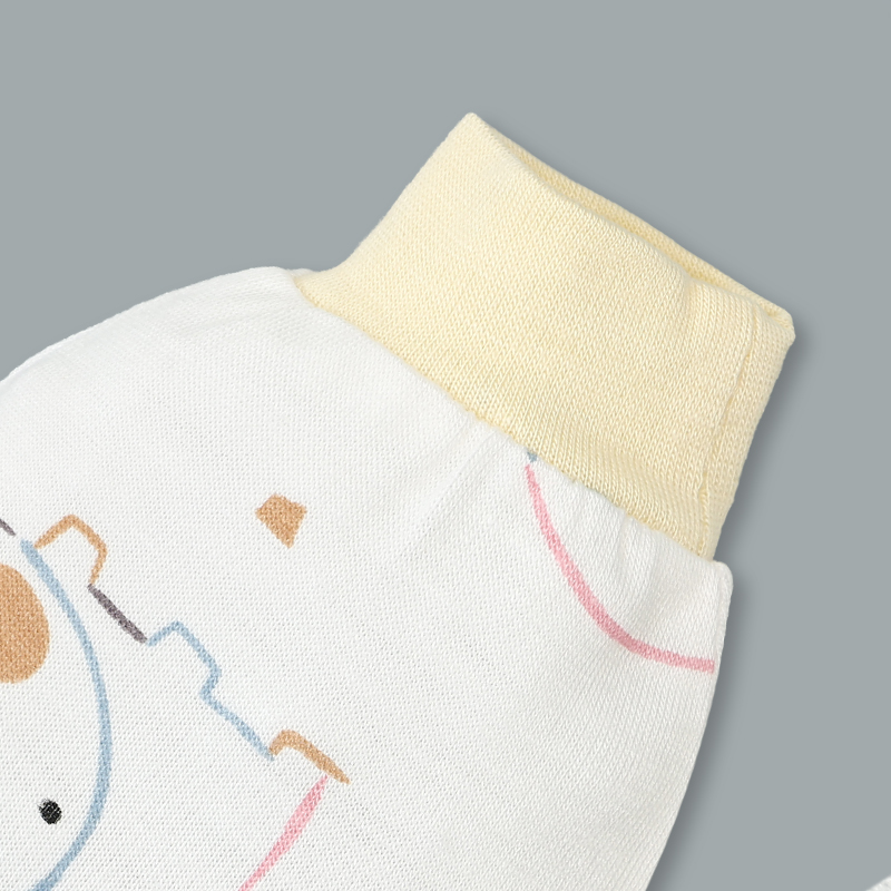 Set bộ tay dài sơ sinh cài chéo in hình thú BabyMommy màu trắng viền xanh 41