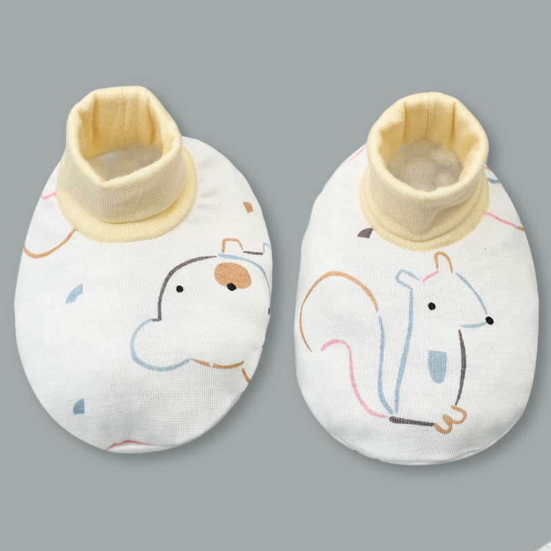 Set bộ tay dài sơ sinh cài chéo in hình thú BabyMommy màu trắng viền xanh 42