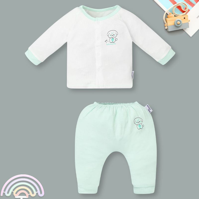 Set bộ tay dài sơ sinh cài giữa in thỏ BabyMommy màu trắng phối hồng 25