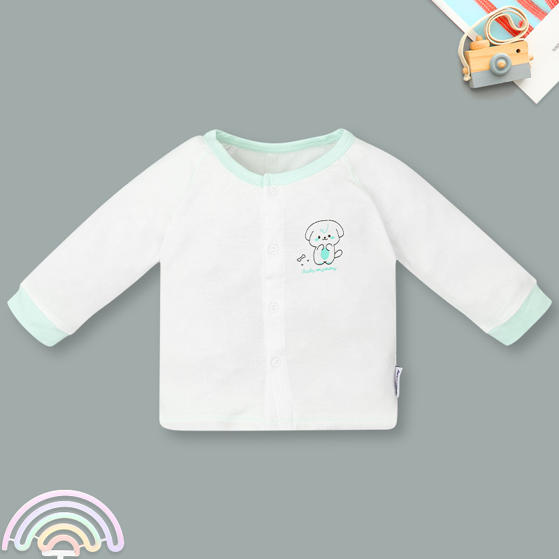 Set bộ tay dài sơ sinh cài giữa in thỏ BabyMommy màu trắng phối hồng 26