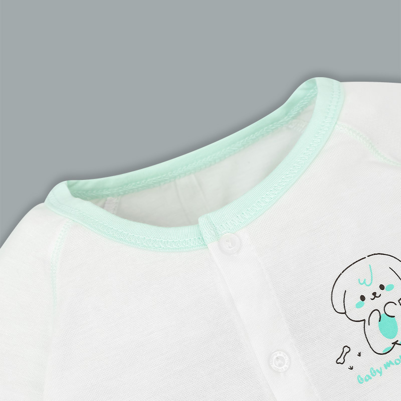 Set bộ tay dài sơ sinh cài giữa in thỏ BabyMommy màu trắng phối hồng 28