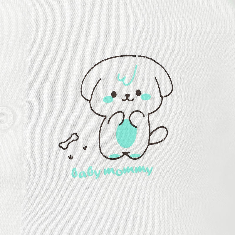 Set bộ tay dài sơ sinh cài giữa in thỏ BabyMommy màu trắng phối hồng 31