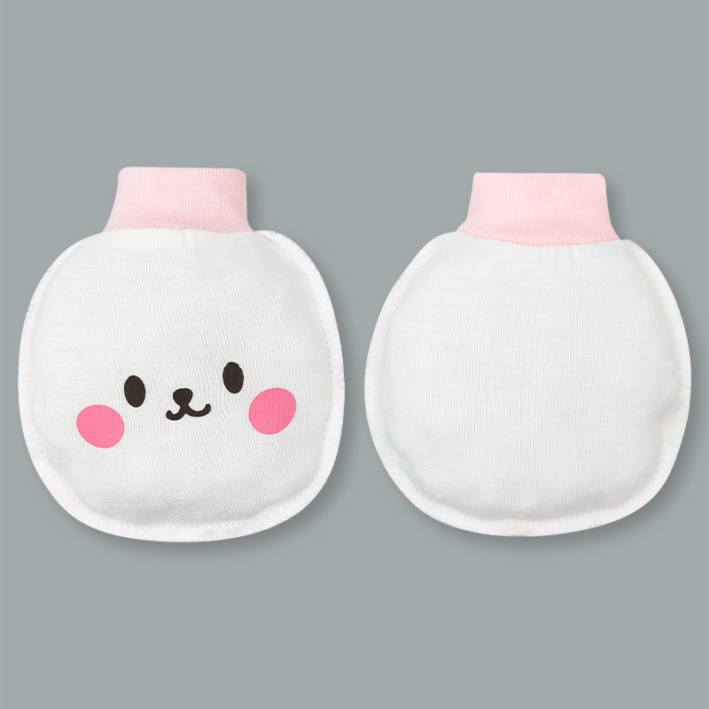 Set bộ tay dài sơ sinh cài giữa in thỏ BabyMommy màu trắng phối hồng 16