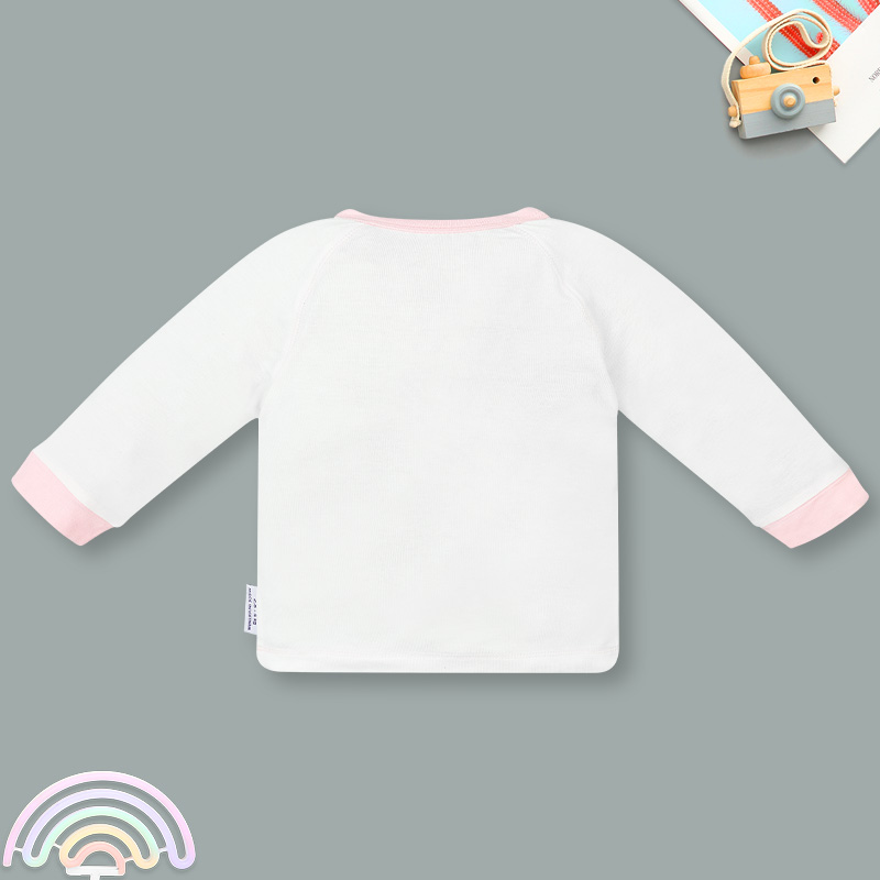 Set bộ tay dài sơ sinh cài giữa in thỏ BabyMommy màu trắng phối hồng 4