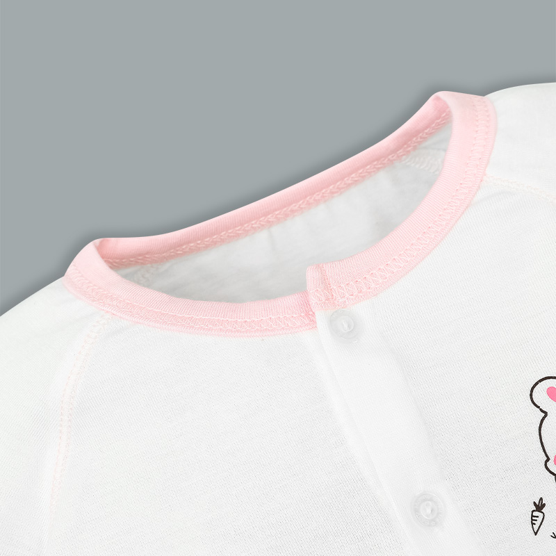 Set bộ tay dài sơ sinh cài giữa in thỏ BabyMommy màu trắng phối hồng 5