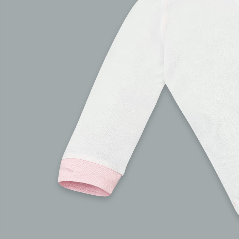 Set bộ tay dài sơ sinh cài giữa in thỏ BabyMommy màu trắng phối hồng 6
