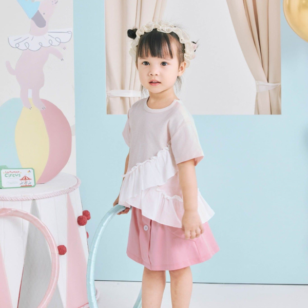 Set váy bé gái La Pomme bamboo hồng