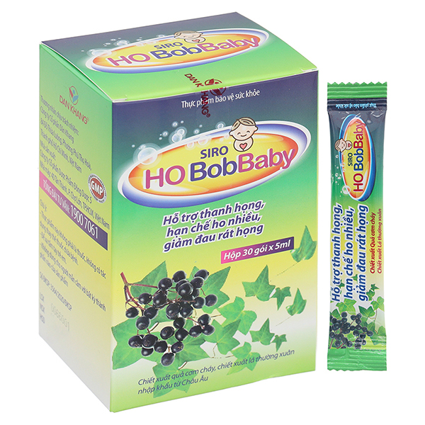 Siro Ho BobBaby hỗ trợ giảm ho, giảm đau rát họng hộp 30 gói x 5ml