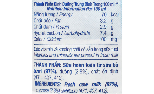 Thùng 48 bịch sữa tươi tiệt trùng TH true MILK ít đường - TPDD
