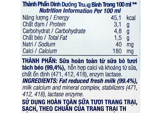 Lốc 4 hộp sữa tươi tiệt trùng TH true MILK Hilo không đường - TPDD