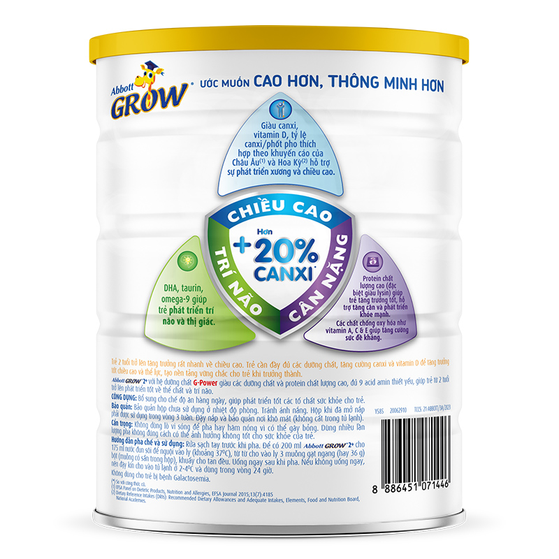 Combo 2 sữa bột Abbott Grow 2+ hương vani 1.6 kg (từ 2 tuổi) 8
