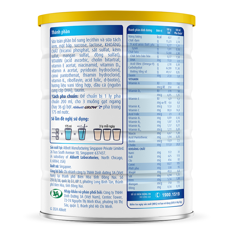 Combo 2 sữa bột Abbott Grow 2+ hương vani 1.6 kg (từ 2 tuổi) 9