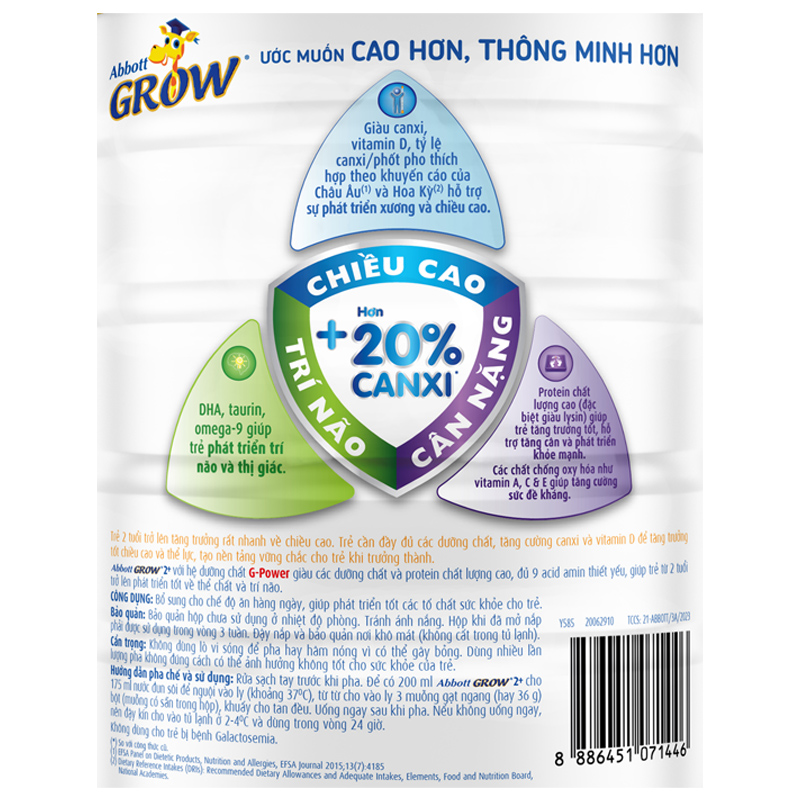 Combo 2 sữa bột Abbott Grow 2+ hương vani 1.6 kg (từ 2 tuổi) 10