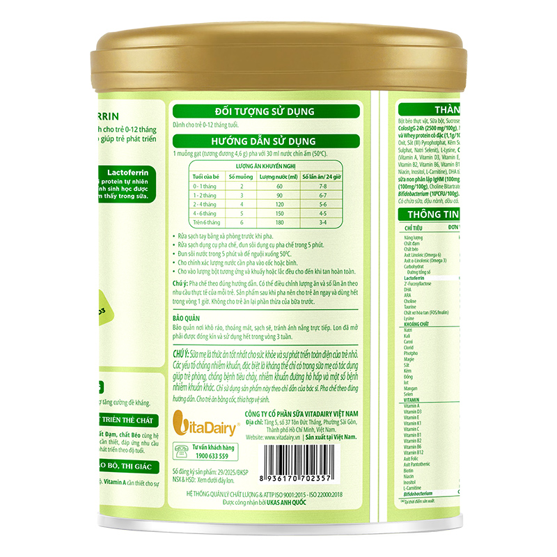 Sữa bột ColosBaby Lactoferrin 0+ (sữa non) hương tự nhiên 800g (0 - 12 tháng) 3