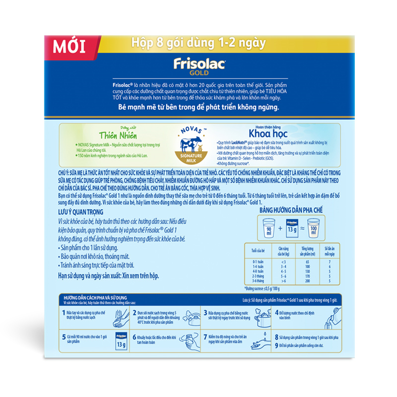Sữa bột dạng gói Frisolac Gold số 1 hương vani 104g (0 - 6 tháng) 15
