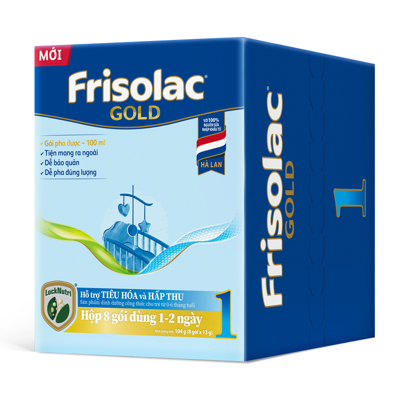 Sữa bột dạng gói Frisolac Gold số 1 hương vani 104g (0 - 6 tháng) 14