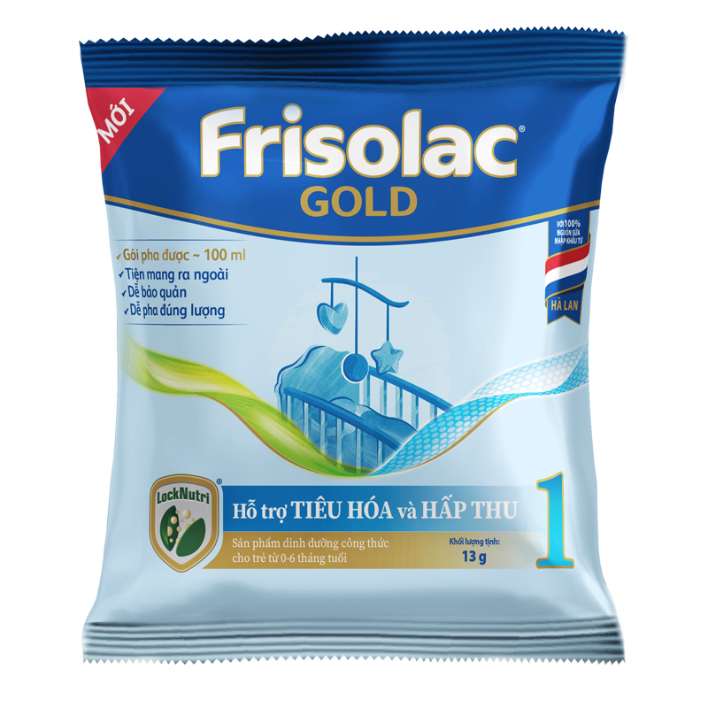 Sữa bột dạng gói Frisolac Gold số 1 hương vani 104g (0 - 6 tháng) 17